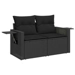 9 részes fekete polyrattan kerti ülőgarnitúra párnákkal 3