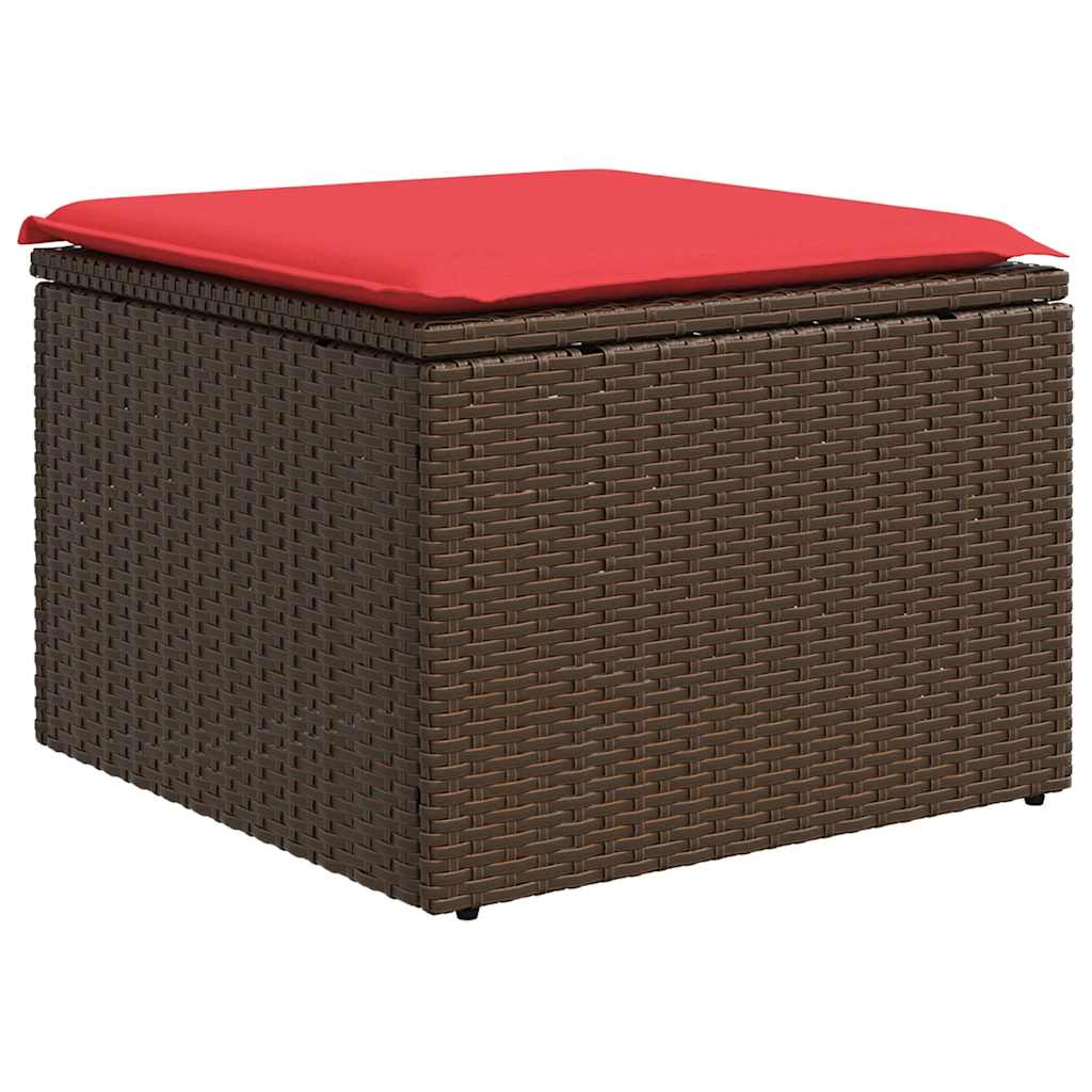 9 db barna polyrattan kerti kanapégarnitúra párnákkal 7