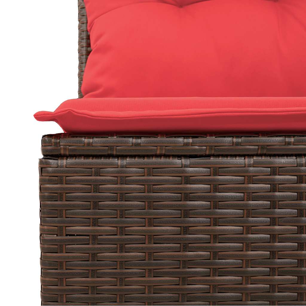 9 db barna polyrattan kerti kanapégarnitúra párnákkal 10