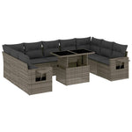 10 részes szürke polyrattan kerti ülőgarnitúra párnákkal 2