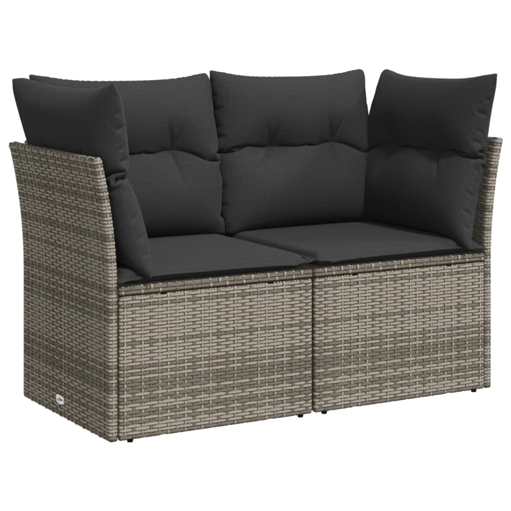 10 részes szürke polyrattan kerti ülőgarnitúra párnákkal 3