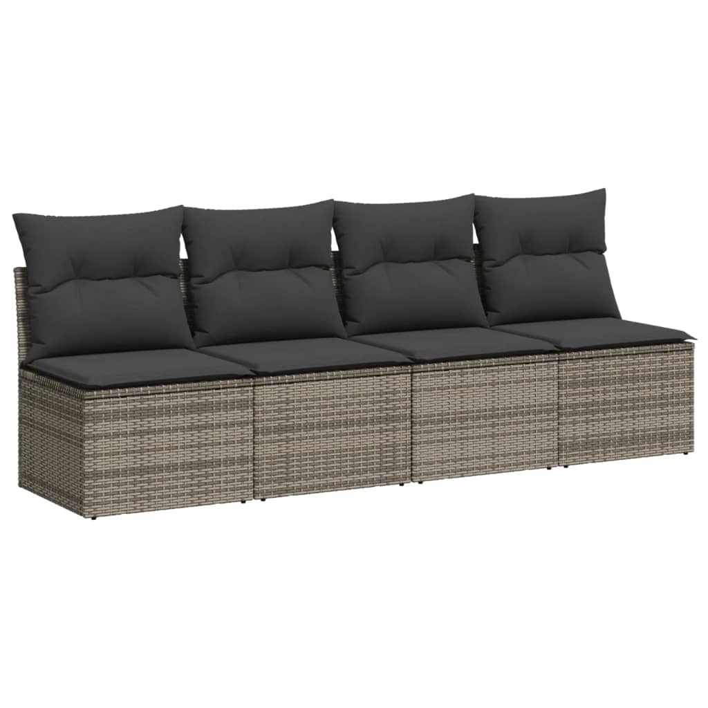 10 részes szürke polyrattan kerti ülőgarnitúra párnákkal 7