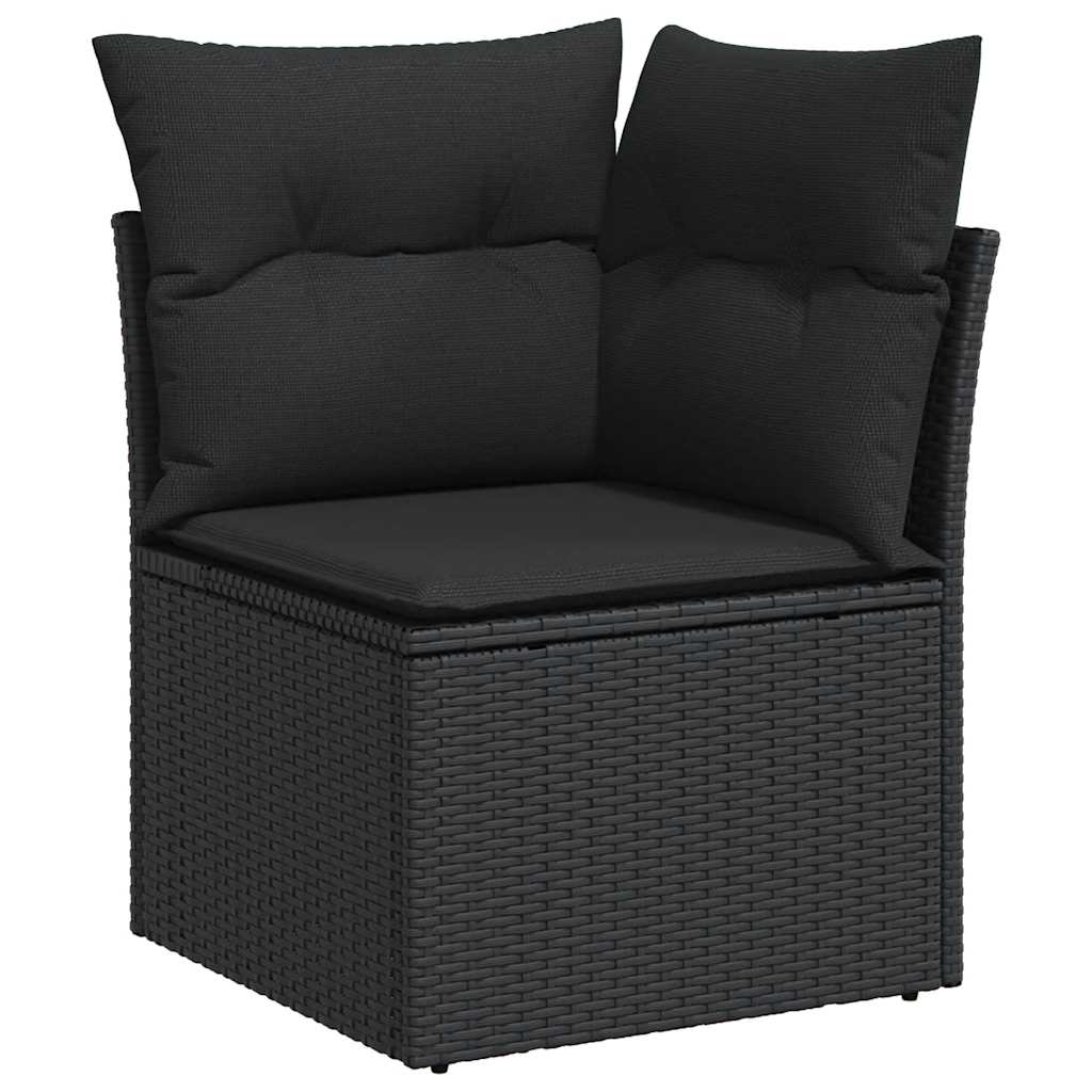 10 részes fekete polyrattan kerti ülőgarnitúra párnákkal 4
