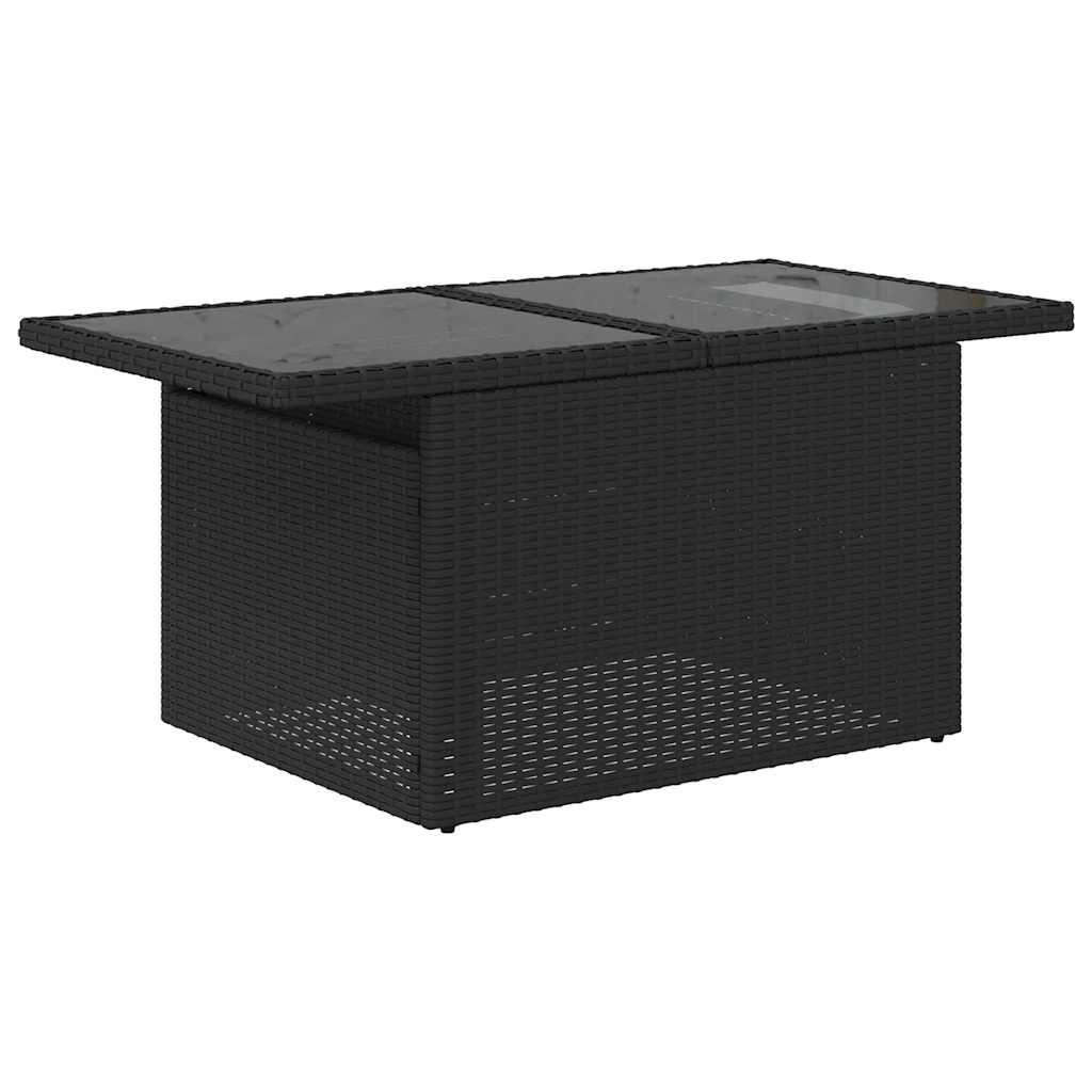 10 részes fekete polyrattan kerti ülőgarnitúra párnákkal 6