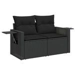 11 részes fekete polyrattan kerti ülőgarnitúra párnákkal 3