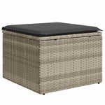 9 részes világosszürke polyrattan kerti ülőgarnitúra párnával 7