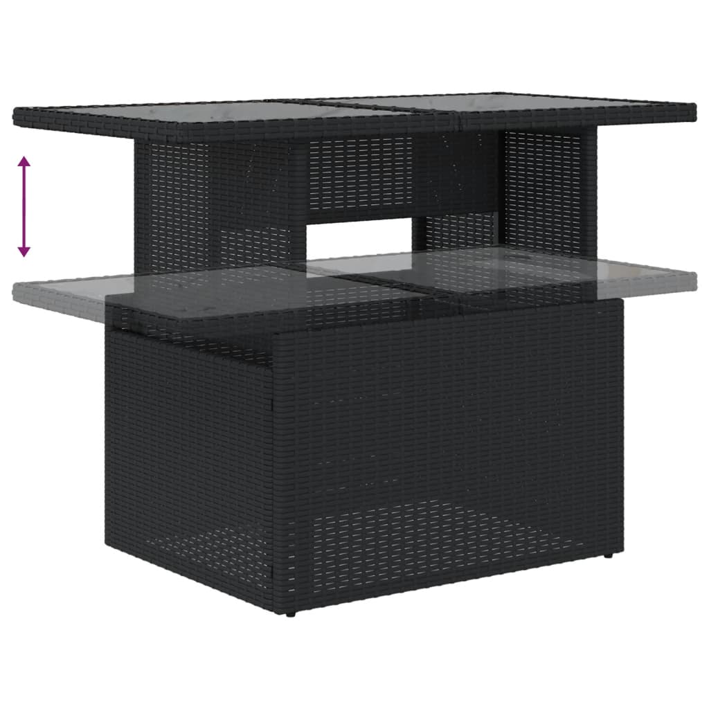 10 részes fekete polyrattan kerti ülőgarnitúra párnákkal 7