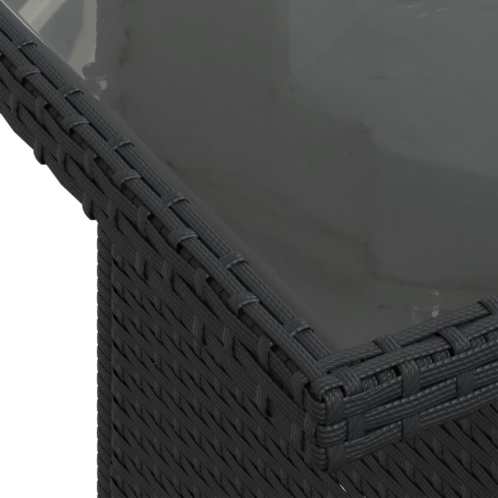 10 részes fekete polyrattan kerti ülőgarnitúra párnákkal 9