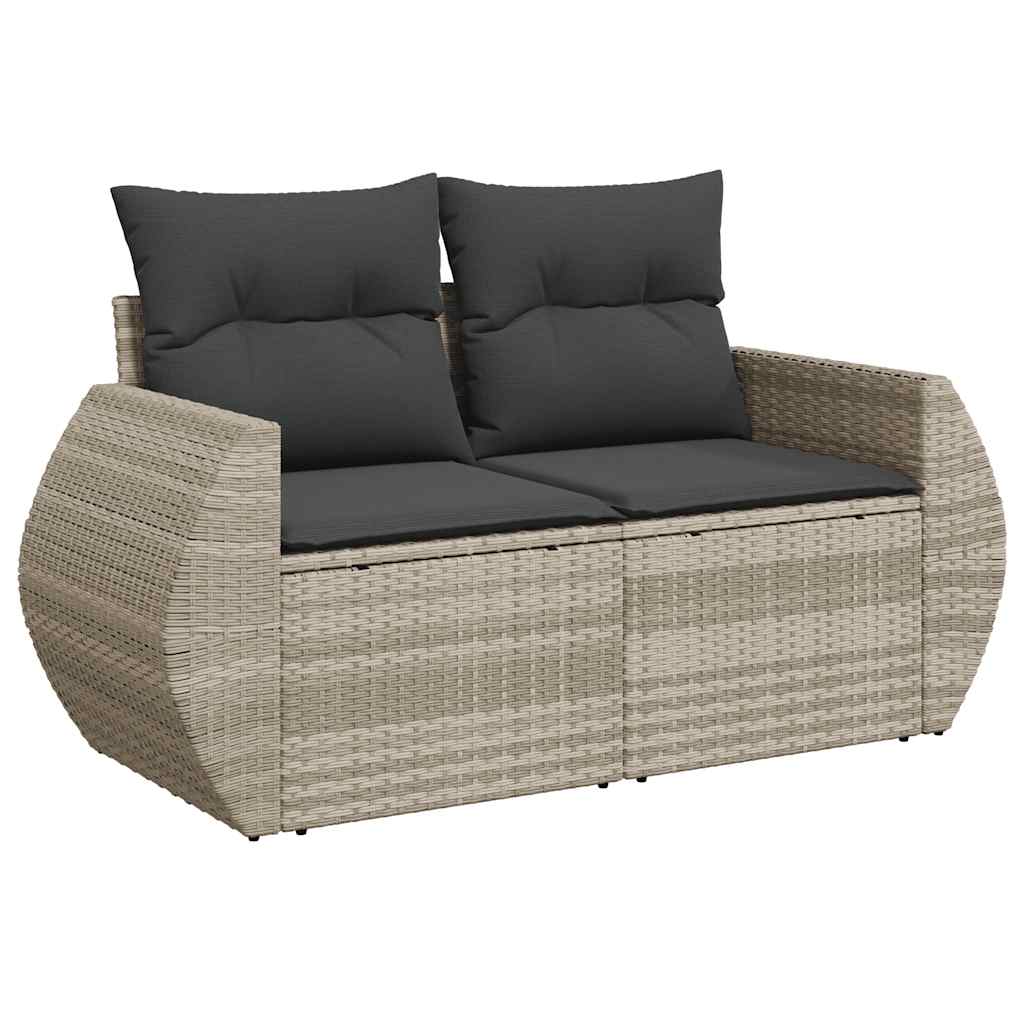 10 részes világosszürke polyrattan kerti ülőgarnitúra párnákkal 4