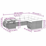 10 részes világosszürke polyrattan kerti ülőgarnitúra párnákkal 10