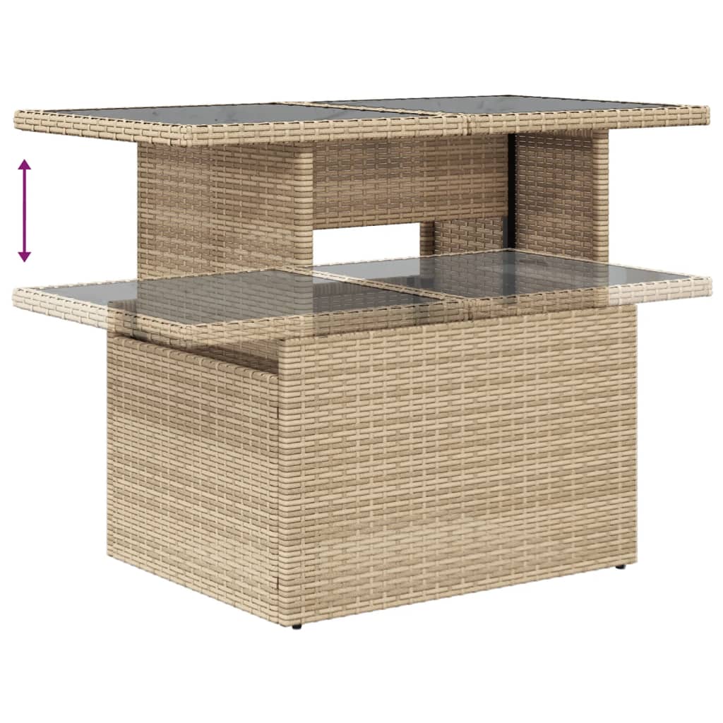 11 részes bézs polyrattan kerti ülőgarnitúra párnákkal 7