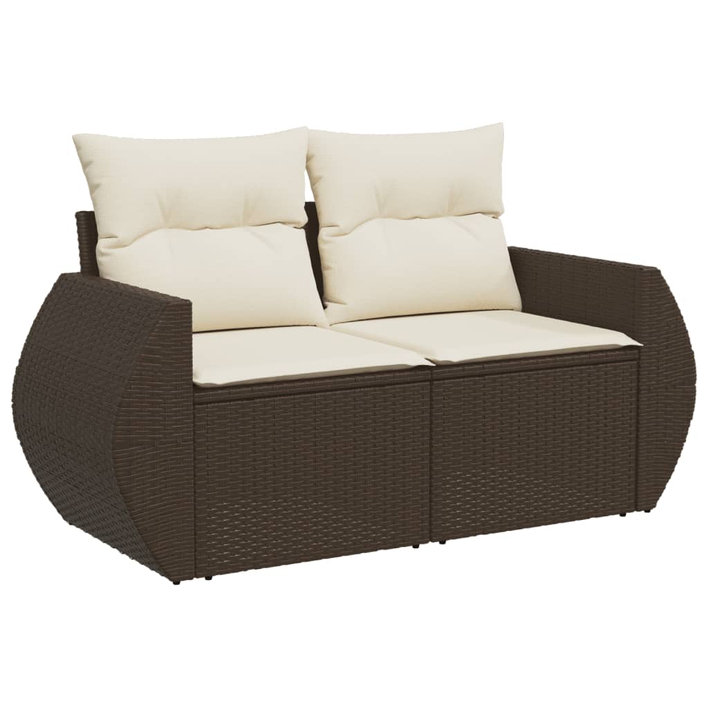 11 részes barna polyrattan kerti ülőgarnitúra párnákkal 4