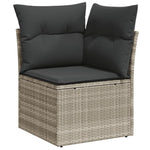 5 részes világosszürke polyrattan kerti ülőgarnitúra párnákkal 5