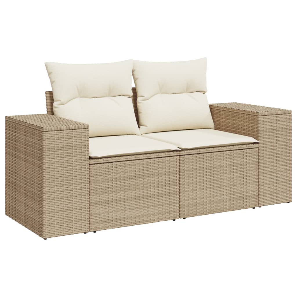 6 részes bézs polyrattan kerti ülőgarnitúra párnával 6
