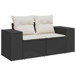 7 részes fekete polyrattan kerti ülőgarnitúra párnával 3