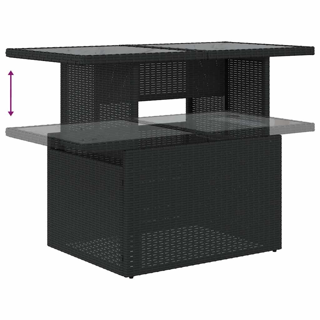 7 részes fekete polyrattan kerti ülőgarnitúra párnával 7