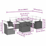 7 részes fekete polyrattan kerti ülőgarnitúra párnával 10