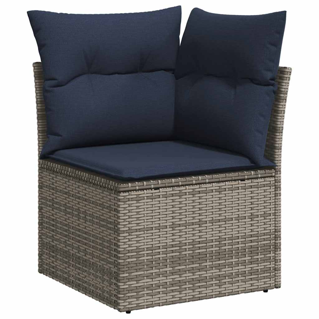 9 db szürke polyrattan kerti kanapégarnitúra párnákkal 5