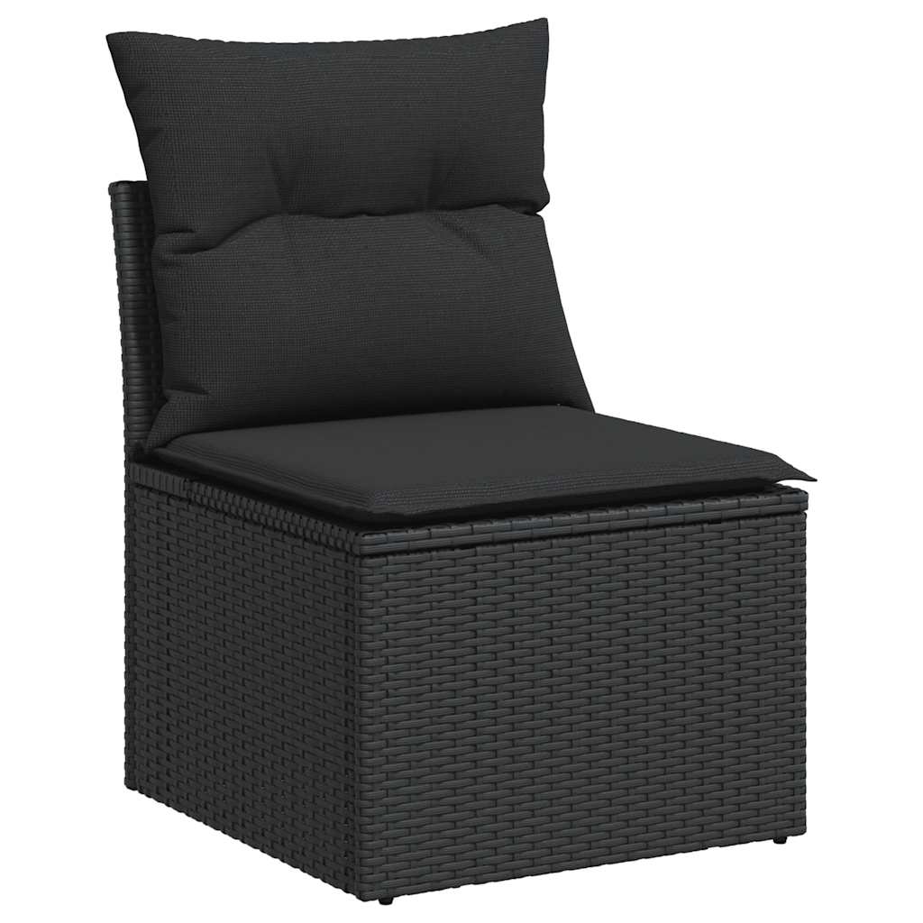 11 részes fekete polyrattan kerti ülőgarnitúra párnákkal 5