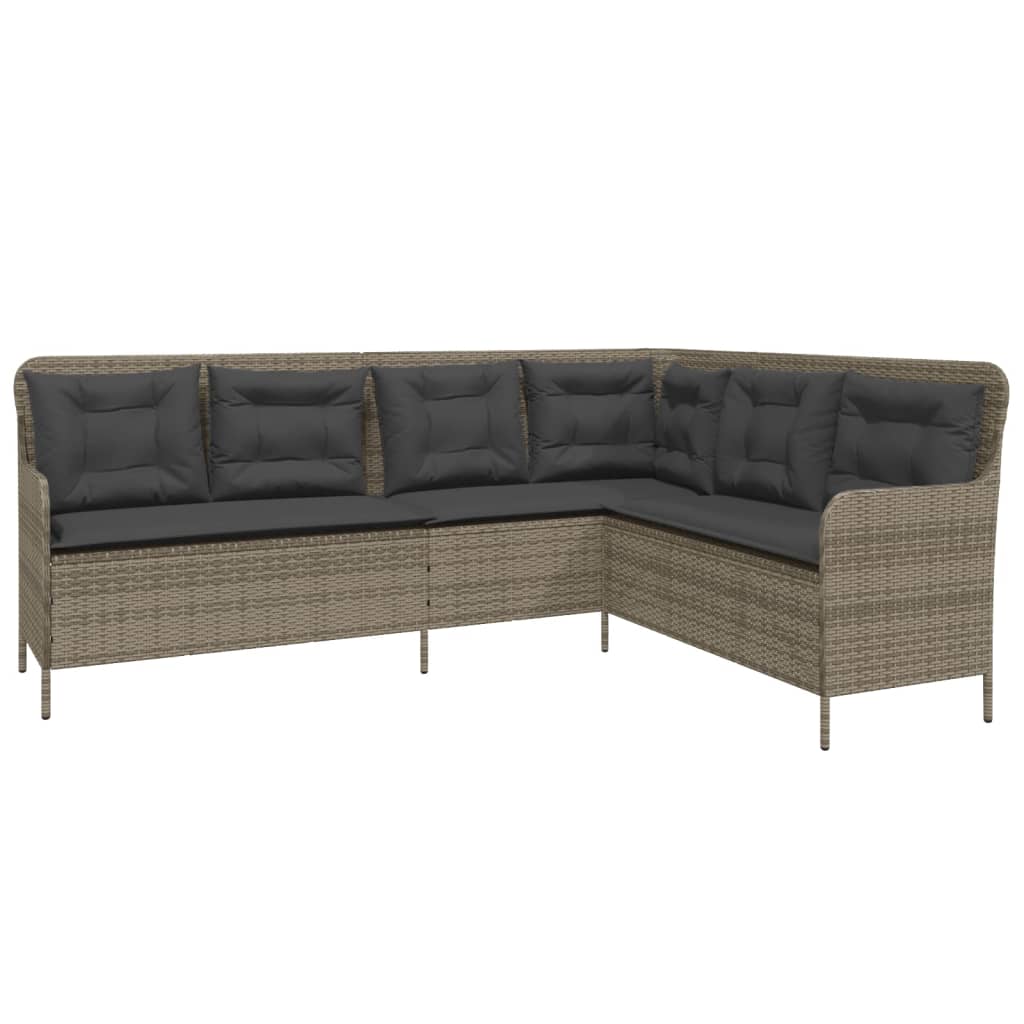 2 részes szürke polyrattan kerti kanapészett párnákkal 3