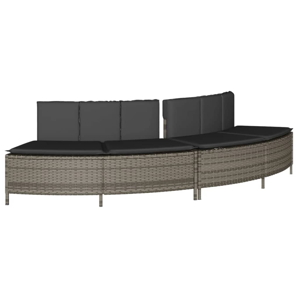 Szürke polyrattan és tömör akácfa jakuzzi-keret 4