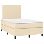 Krémszínű szövet rugós ágy matraccal 120 x 190 cm 2