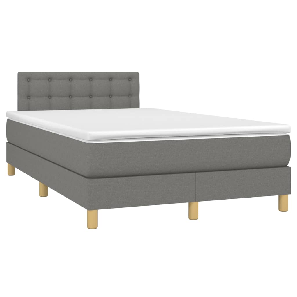 Sötétszürke szövet rugós és LED-es ágy matraccal 120x190 cm 3