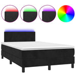 Fekete bársony rugós és LED-es ágy matraccal 120x190 cm 2