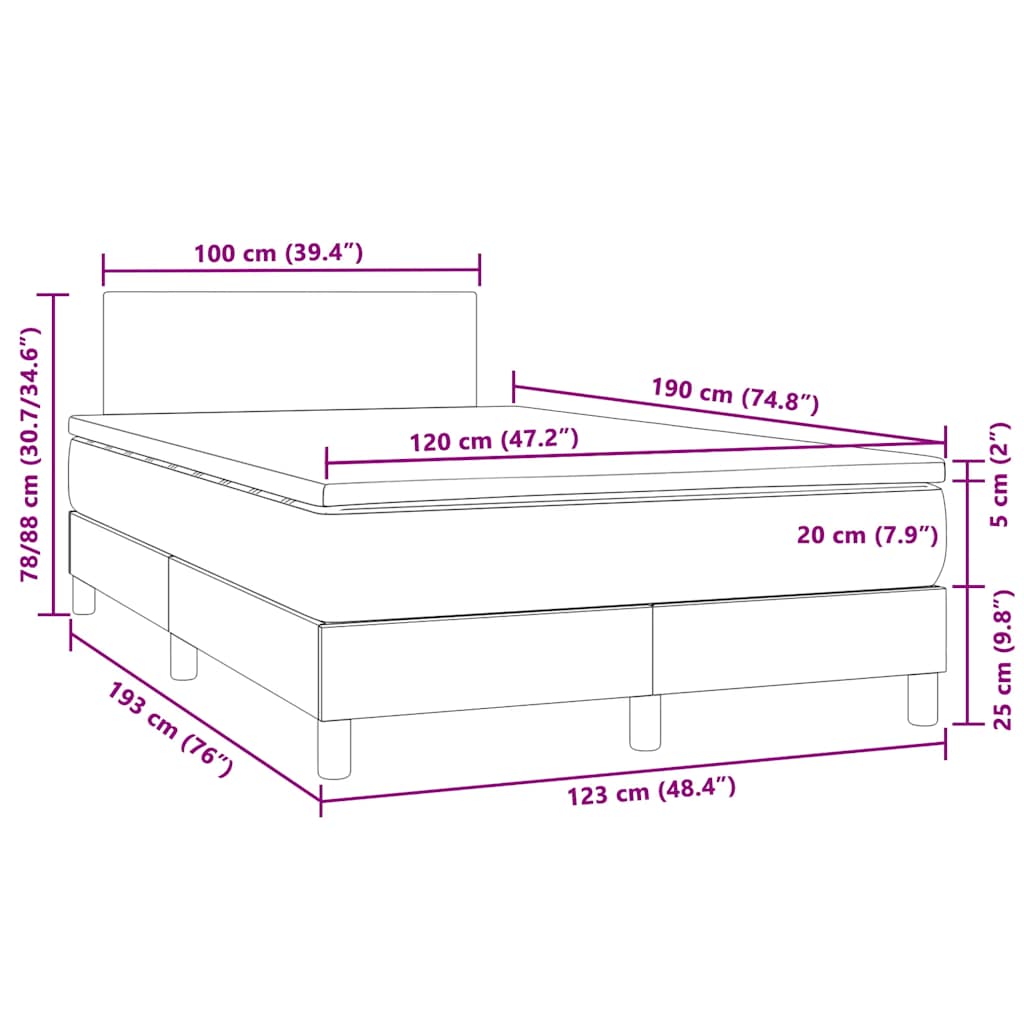 Fekete bársony rugós és LED-es ágy matraccal 120x190 cm 11