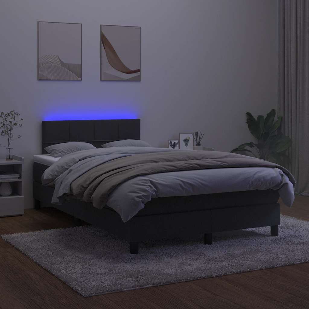 Fekete bársony rugós és LED-es ágy matraccal 120x190 cm 4