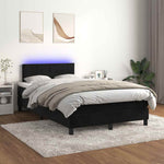 Fekete bársony rugós és LED-es ágy matraccal 120x190 cm 5
