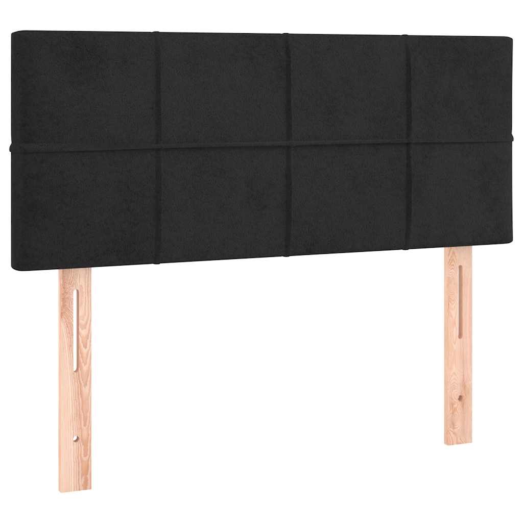 Fekete bársony rugós és LED-es ágy matraccal 120x190 cm 8