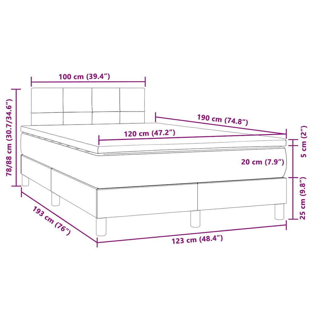 Fekete bársony rugós és LED-es ágy matraccal 120x190 cm 11