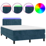 Sötétkék bársony rugós és LED-es ágy matraccal 120x190 cm 2