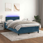 Sötétkék bársony rugós és LED-es ágy matraccal 120x190 cm 4