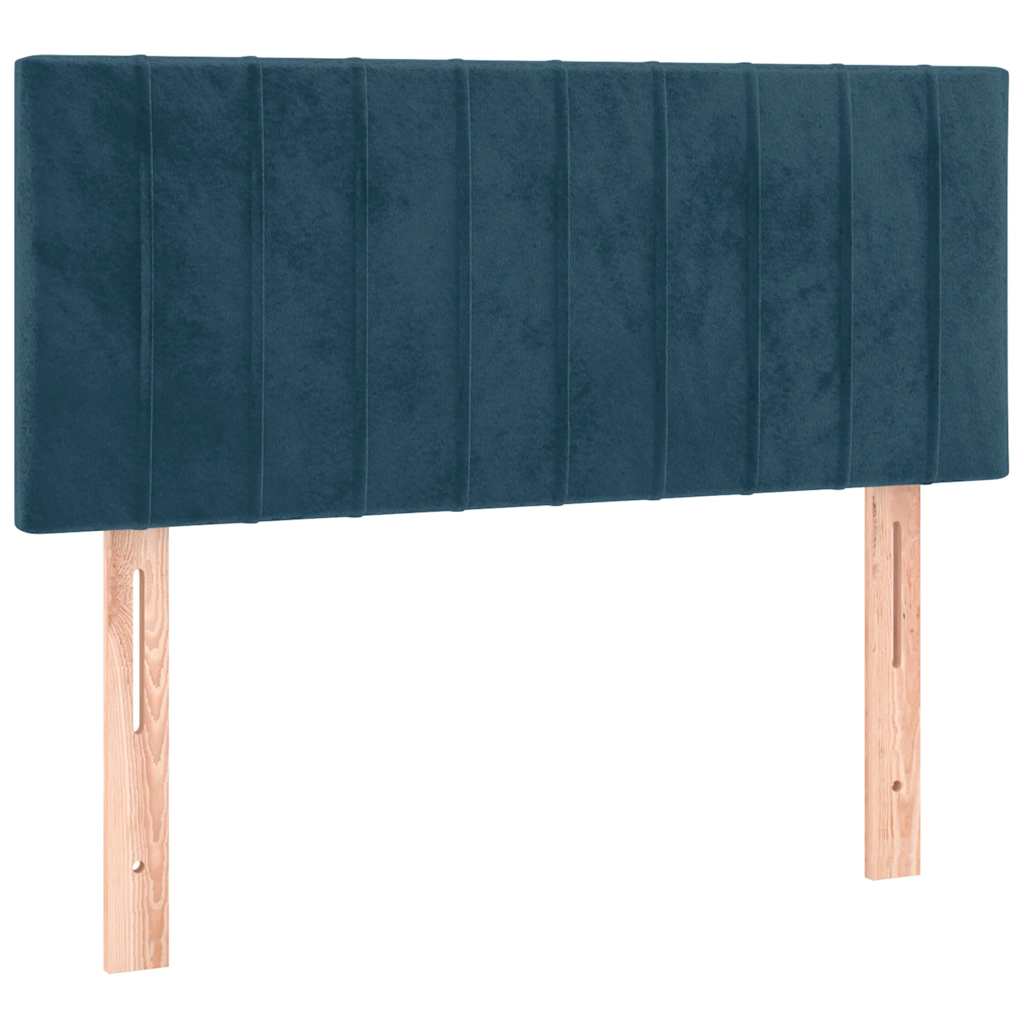 Sötétkék bársony rugós és LED-es ágy matraccal 120x190 cm 8
