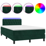 Sötétzöld bársony rugós és LED-es ágy matraccal 120x190 cm 2