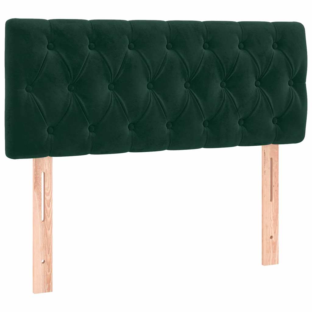 Sötétzöld bársony rugós és LED-es ágy matraccal 120x190 cm 9