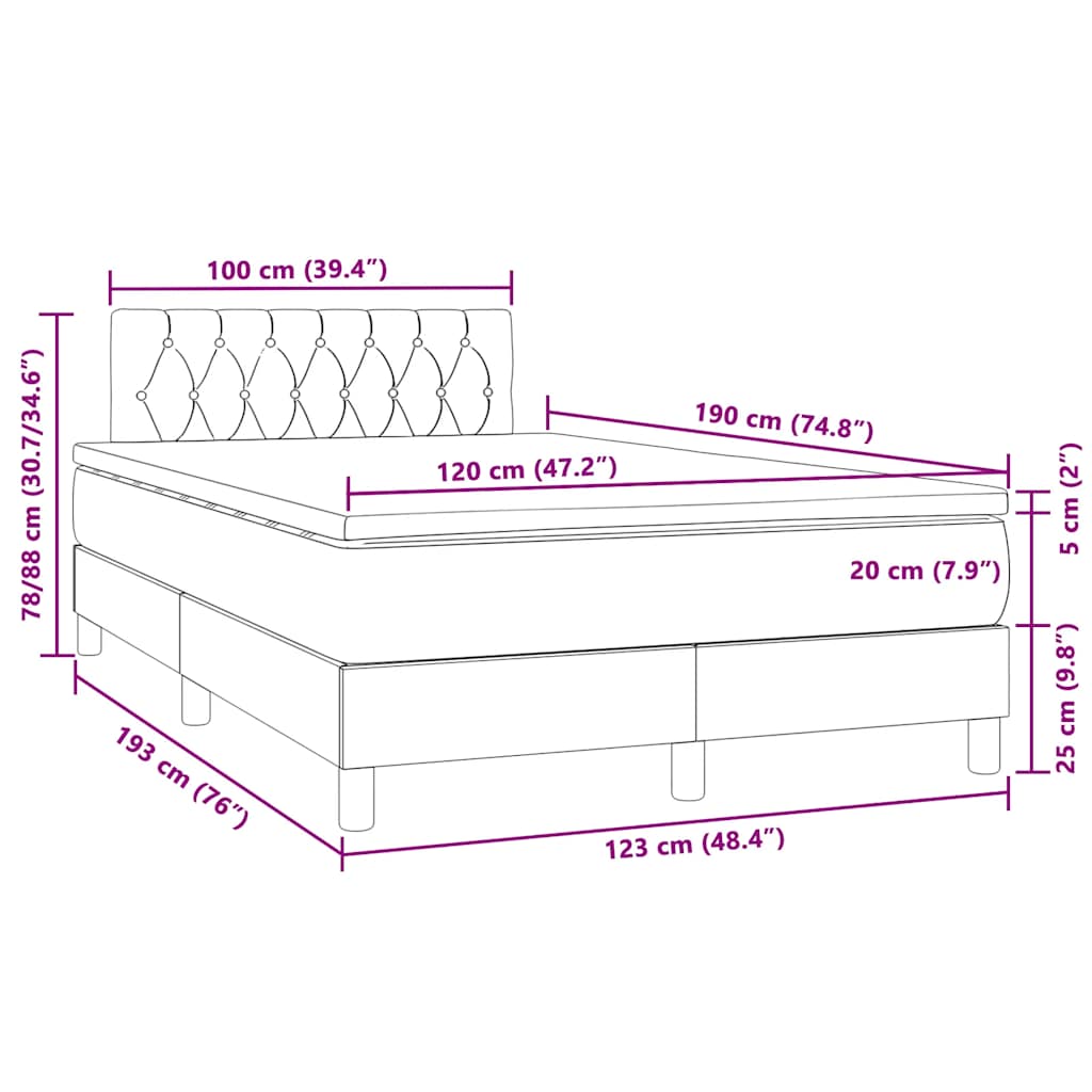 Sötétzöld bársony rugós és LED-es ágy matraccal 120x190 cm 11