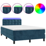Sötétkék bársony rugós és LED-es ágy matraccal 120x190 cm 2