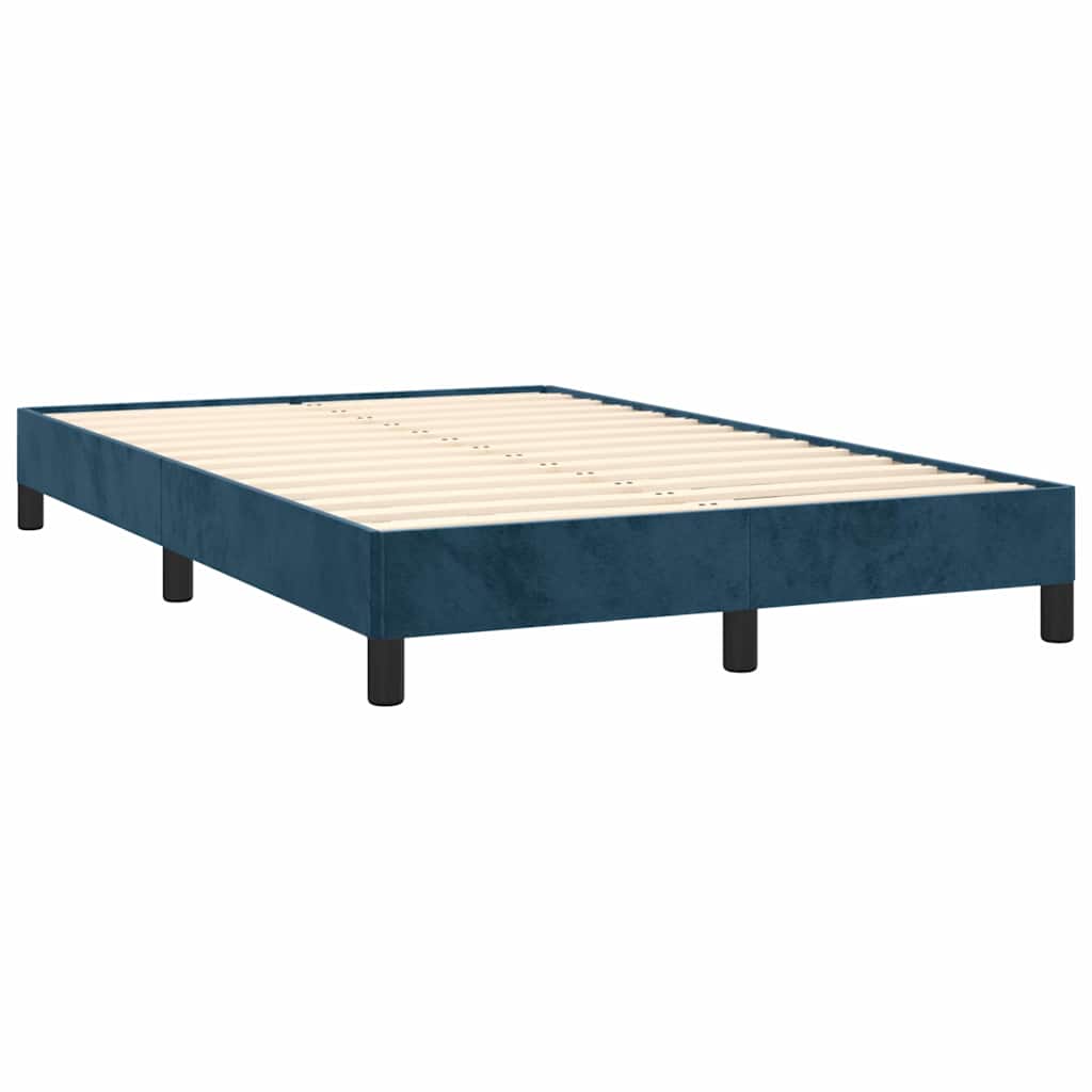 Sötétkék bársony rugós és LED-es ágy matraccal 120x190 cm 6