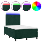Sötétzöld bársony rugós és LED-es ágy matraccal 120x190 cm 2