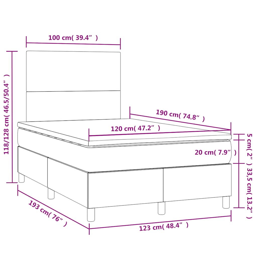 Sötétzöld bársony rugós és LED-es ágy matraccal 120x190 cm 11