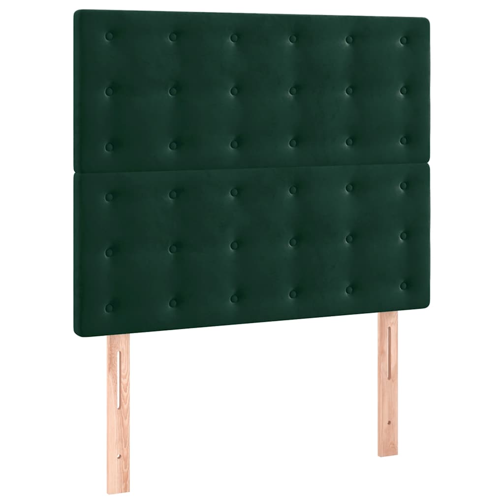Ágykeret matrac nélkül sötétzöld 120x190 cm bársony 8