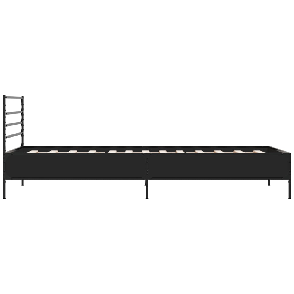 Fekete szerelt fa és fém ágykeret 90 x 200 cm 5