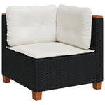 5 részes fekete polyrattan kerti kanapészett párnákkal 4
