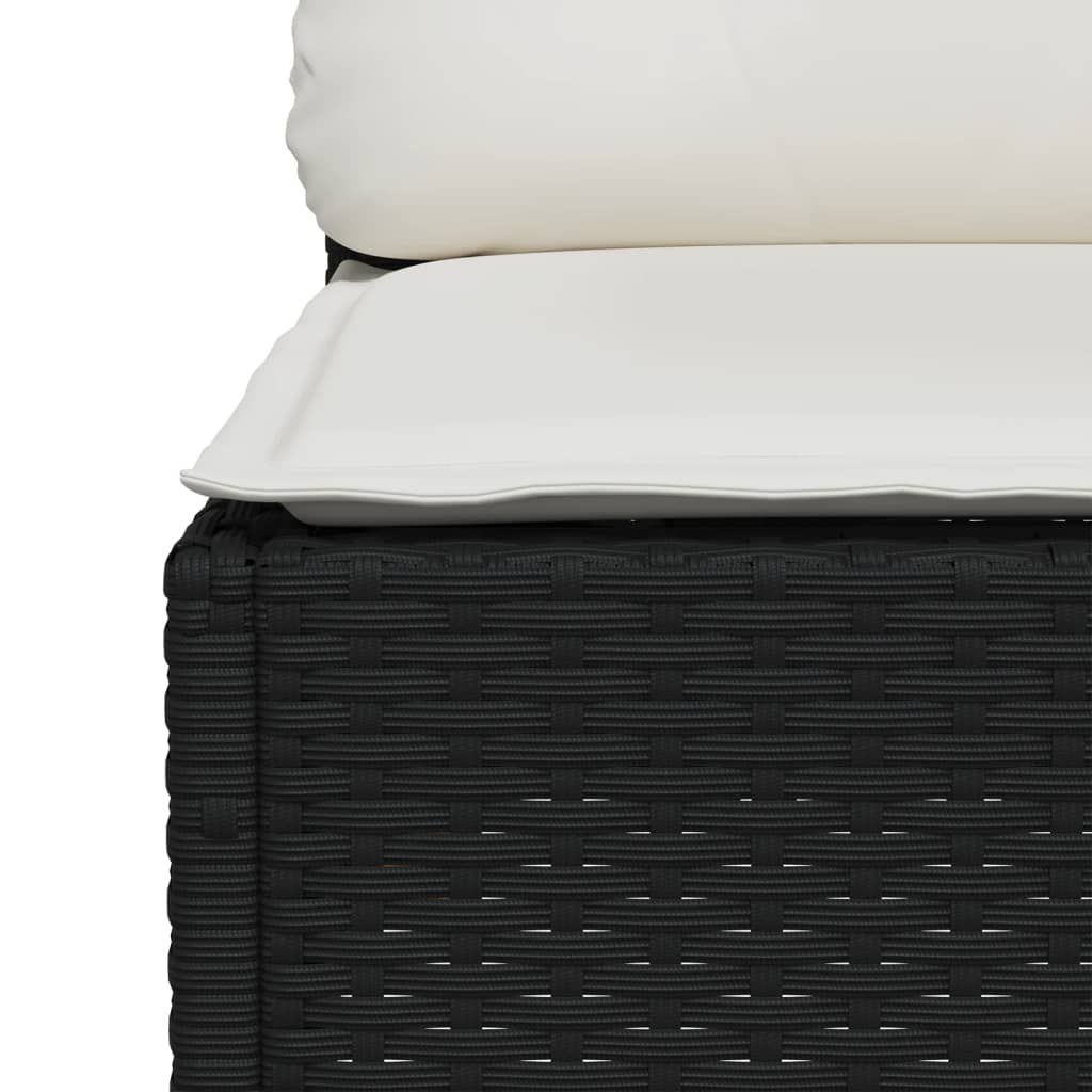 5 részes fekete polyrattan kerti kanapészett párnákkal 6