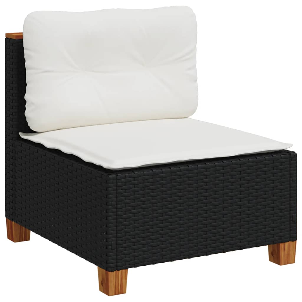 6 részes fekete polyrattan kerti ülőgarnitúra párnákkal 5
