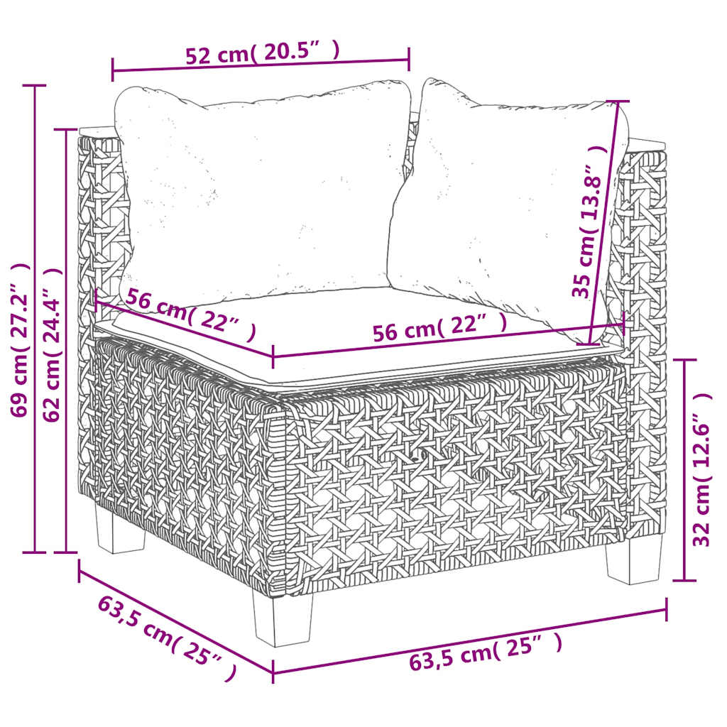 4 részes bézs polyrattan kerti ülőgarnitúra párnákkal 10