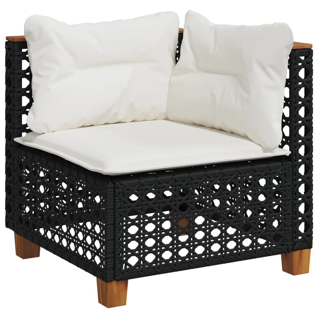 4 részes fekete polyrattan kerti ülőgarnitúra párnákkal 3